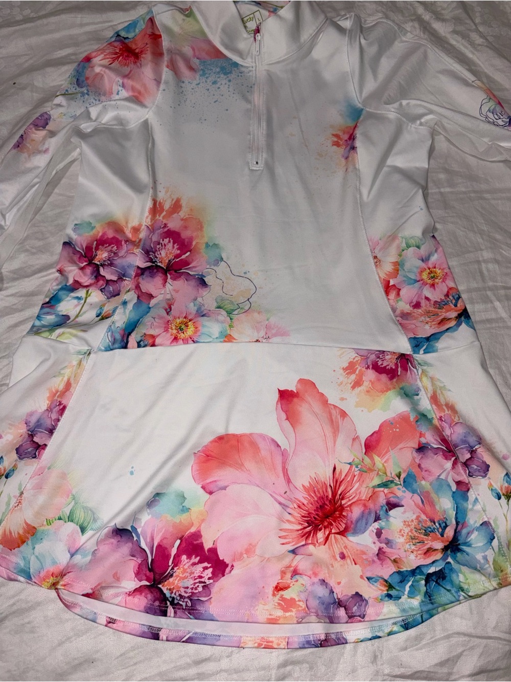 Like new Lucky In Love watercolor floral tennis dress Sz large - Picture 6 of 16